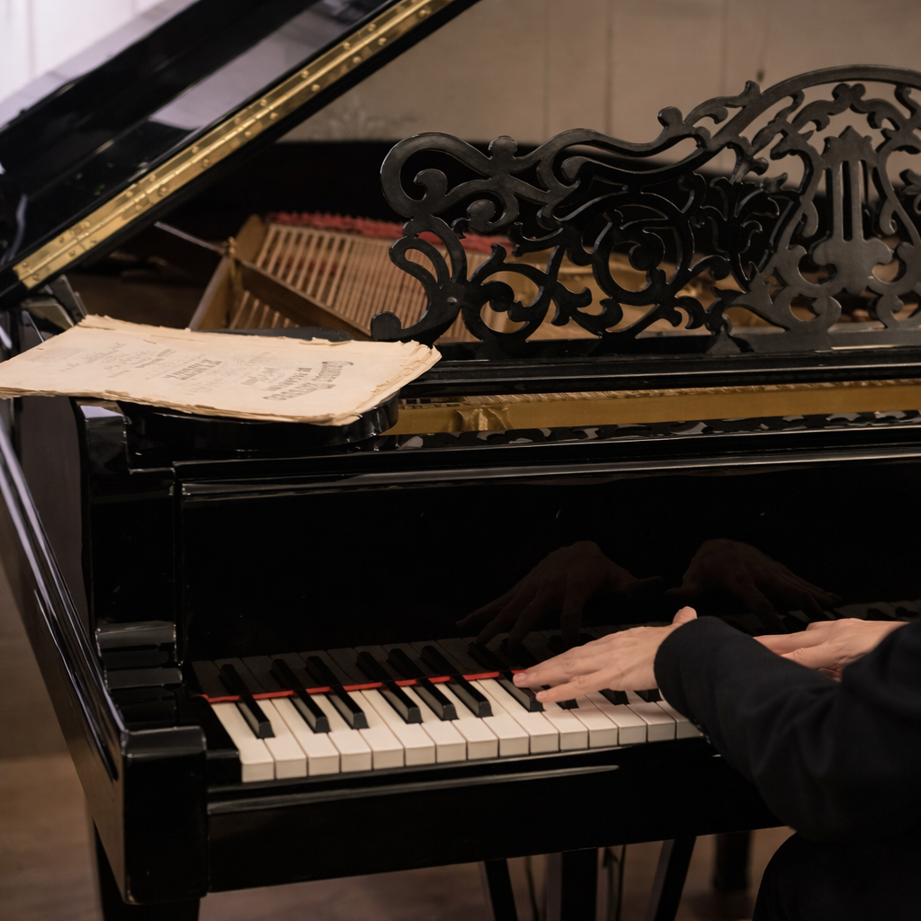 les mains sur le piano élégant